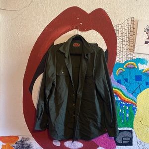 Wrangler army green button down